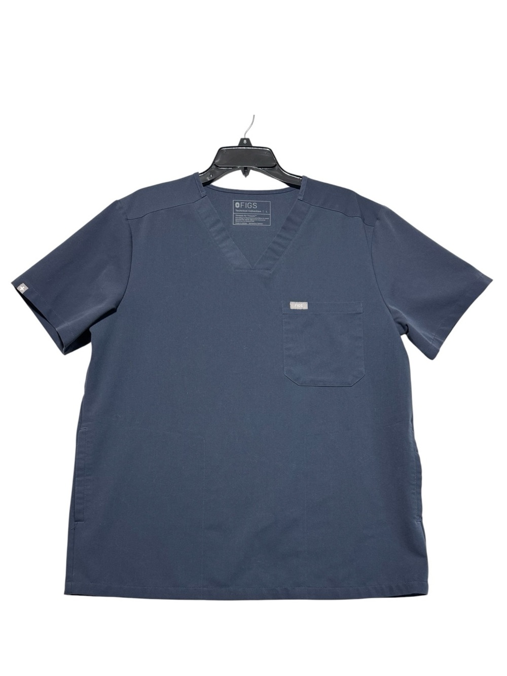 FIGS Technical Collection Solid V-Neck Scrub Top Blue Grey Men’s Size Large